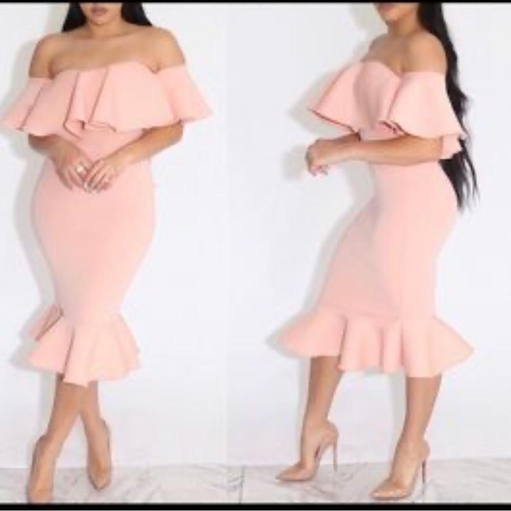 Sex in the City 2 Ruffle dress- blush pink